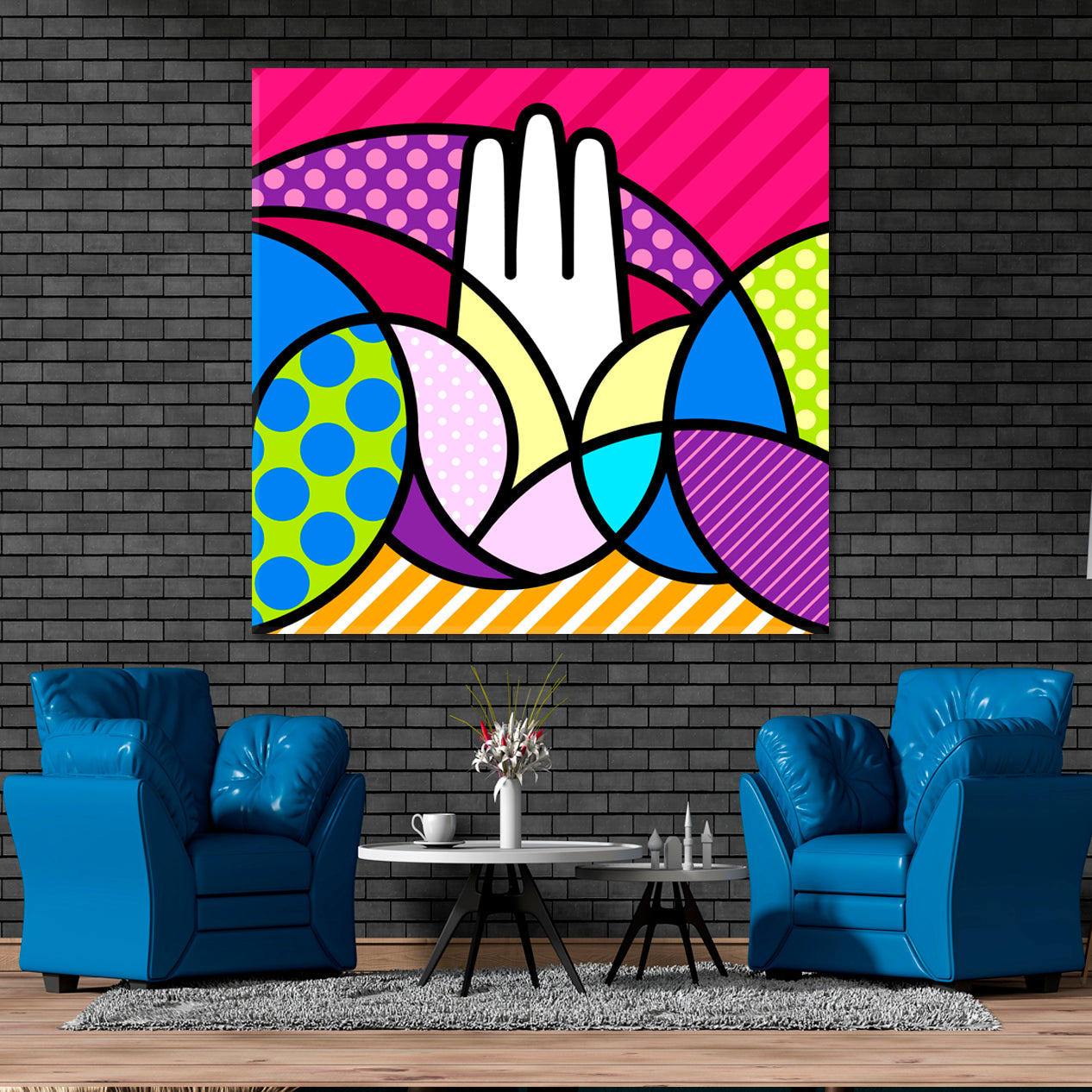 HAMSA HAND Sacred Geometry Modern Pop Art Religious Symbol Pop Art Canvas Print Artesty   