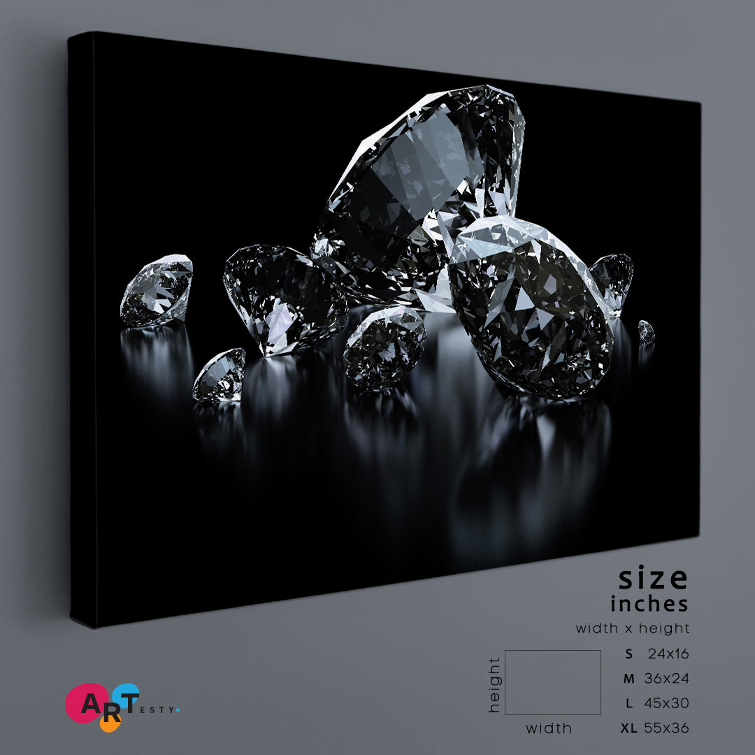 Beautiful Luxury Diamonds On Black Artwork Black and White Wall Art Print Artesty   