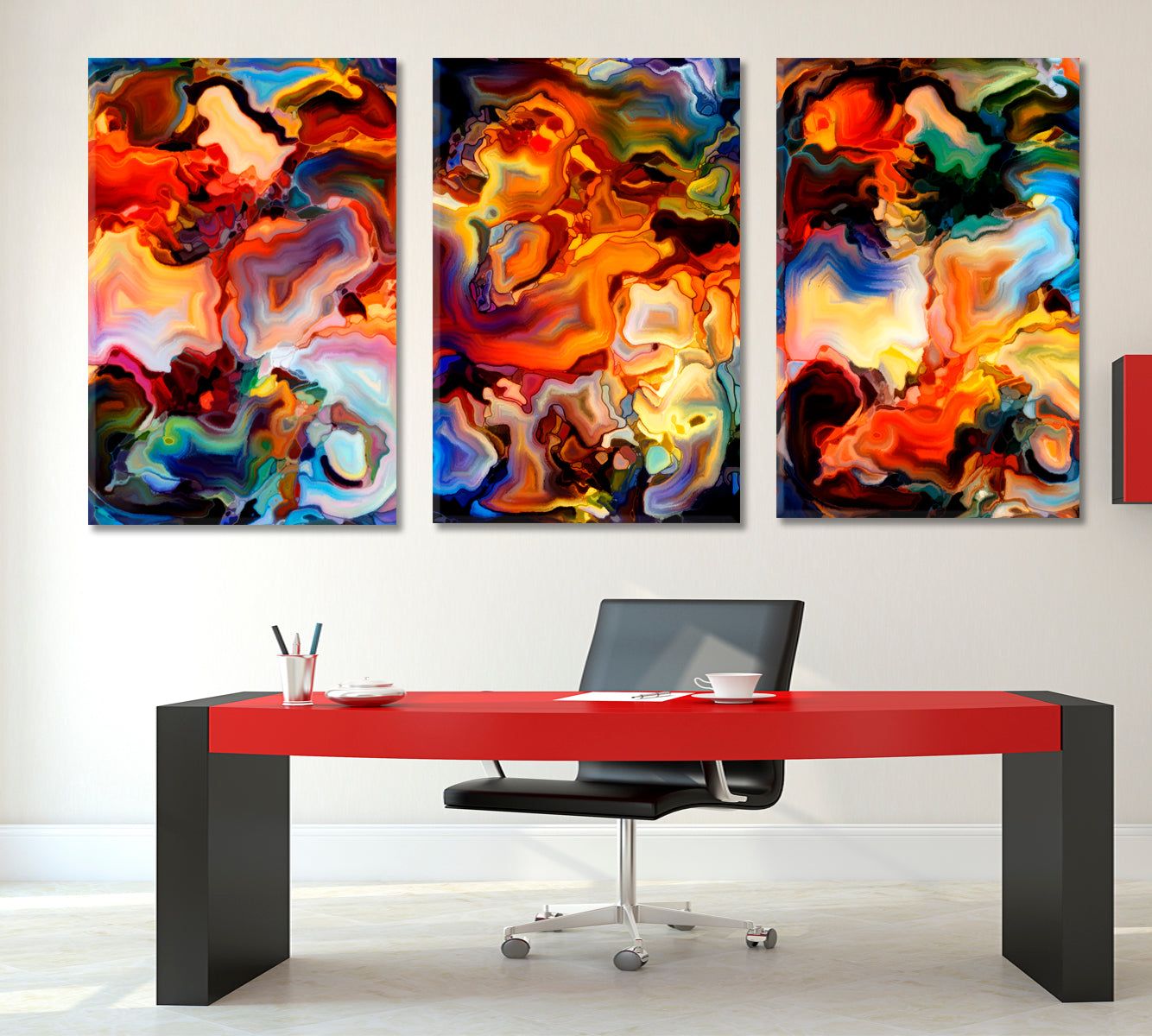 Set of 3 Vertical Panels Abstract Art Print Artesty   