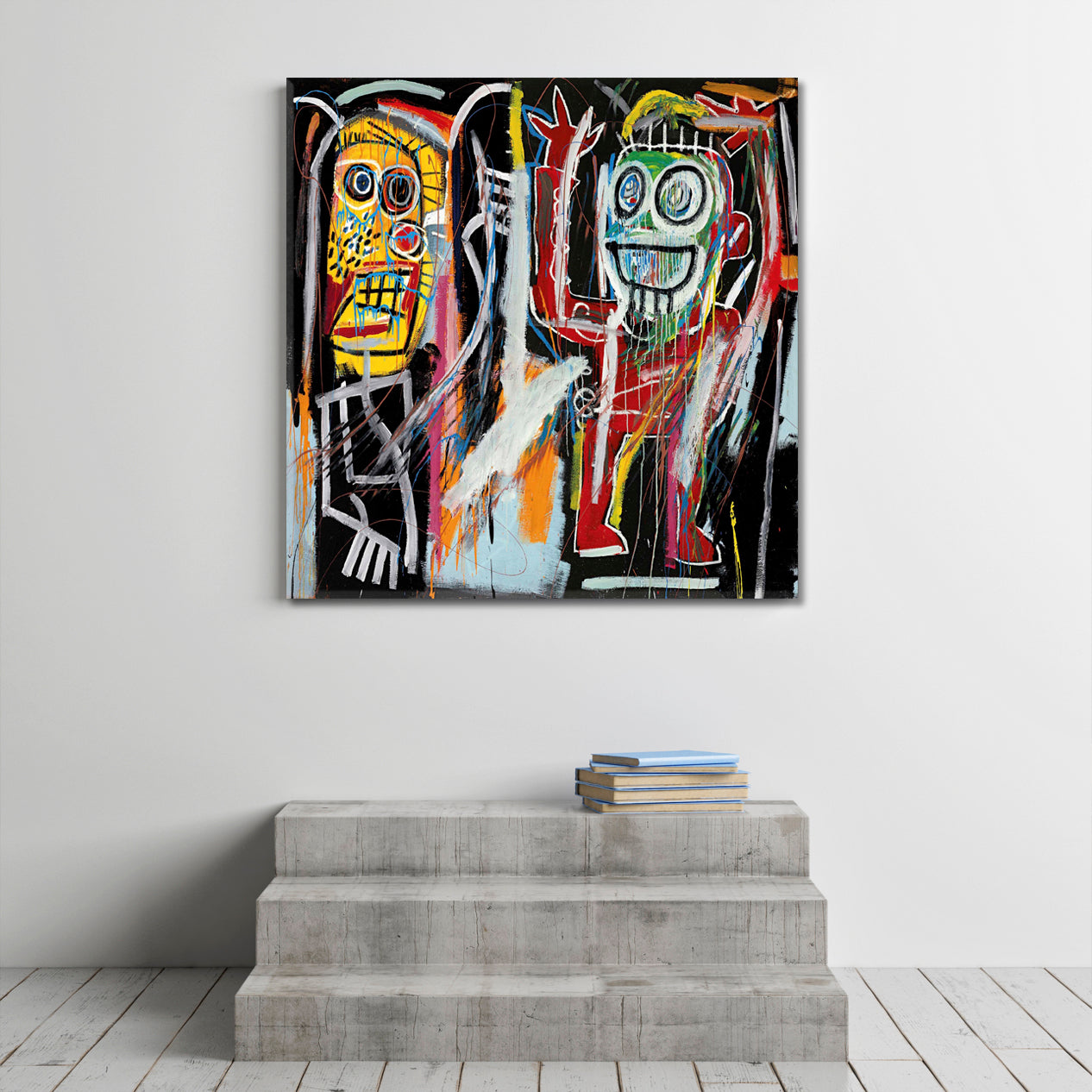 CHAOTIC ENEGY  Jean Basquiat Scull UNTITLED HEAD  Graffiti - Square Panel Contemporary Art Artesty 1 Panel 12"x12" 