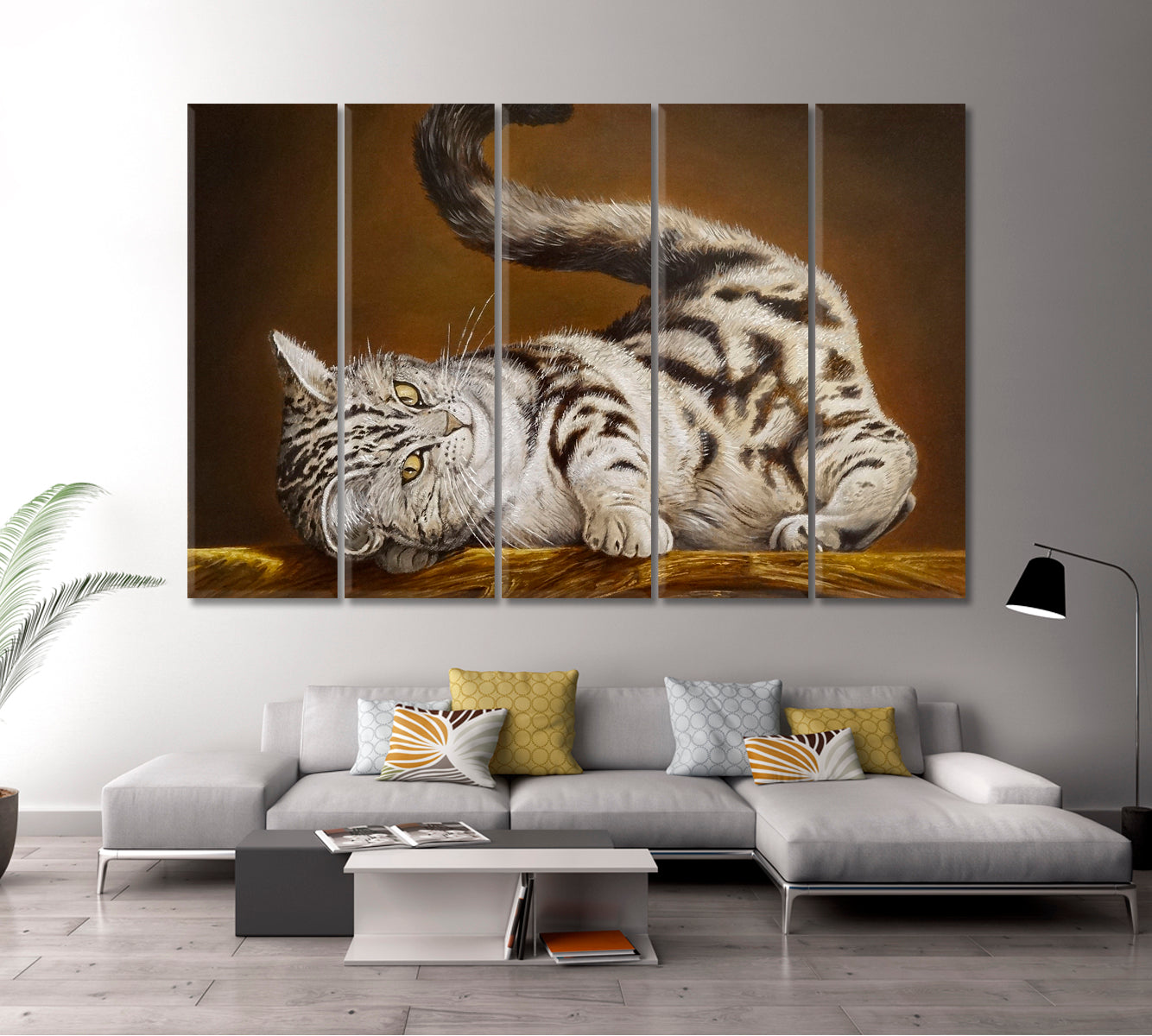 ADORABLE Cute Striped Cat Hot Look Whimsical Animals Fine Art Animals Canvas Print Artesty   