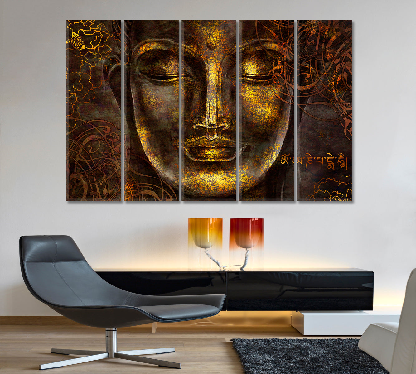 Buddha Modern Religious Modern Art Artesty 5 panels 36" x 24" 