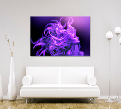 ART PORTRAIT ULTRAVIOLET Beautiful Women Fluttering Hair Hairstyle Beauty Salon Artwork Prints Artesty 1 panel 24" x 16" 