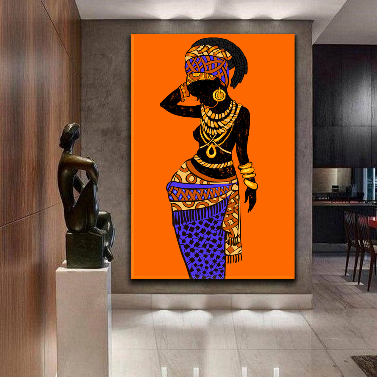 African Style Beautiful Black Woman Vibrant Abstract People Portrait Wall Hangings Artesty   