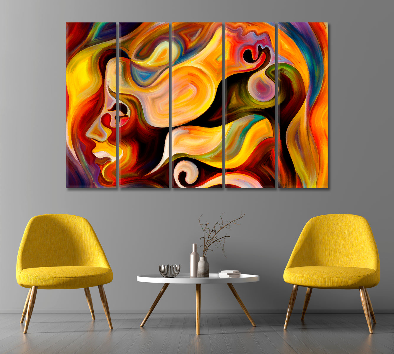 Creative Abstraction Colors And People Abstract Art Print Artesty 5 panels 36" x 24" 