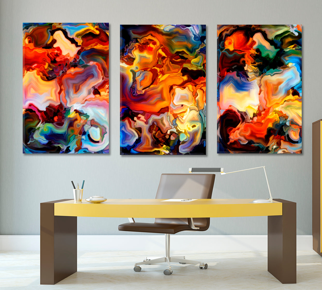 Set of 3 Vertical Panels Abstract Art Print Artesty   