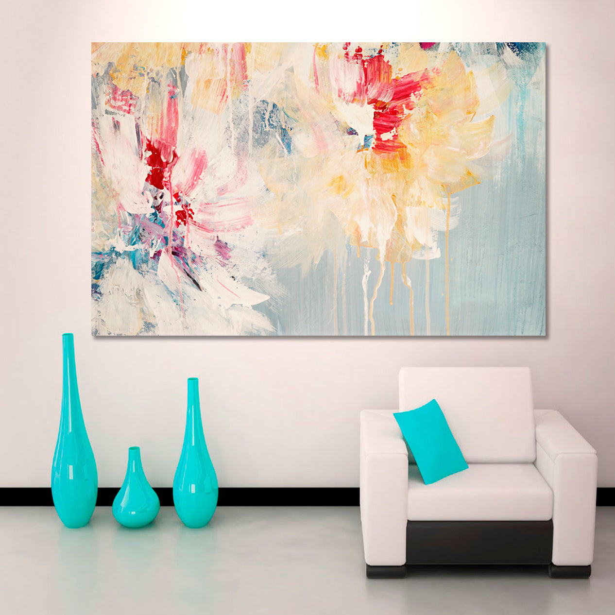 FINE ART Modern Abstract Colorful Acrylic on Canvas Artwork Floral Style Canvas Print Fine Art Artesty   