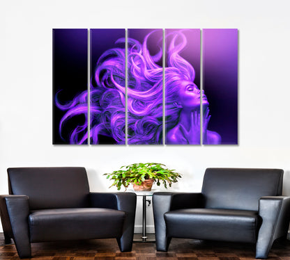 ART PORTRAIT ULTRAVIOLET Beautiful Women Fluttering Hair Hairstyle Beauty Salon Artwork Prints Artesty 5 panels 36" x 24" 