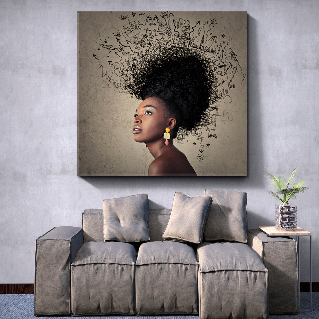 THOUGHTS Black Hair Beauty Photo Art Artesty   