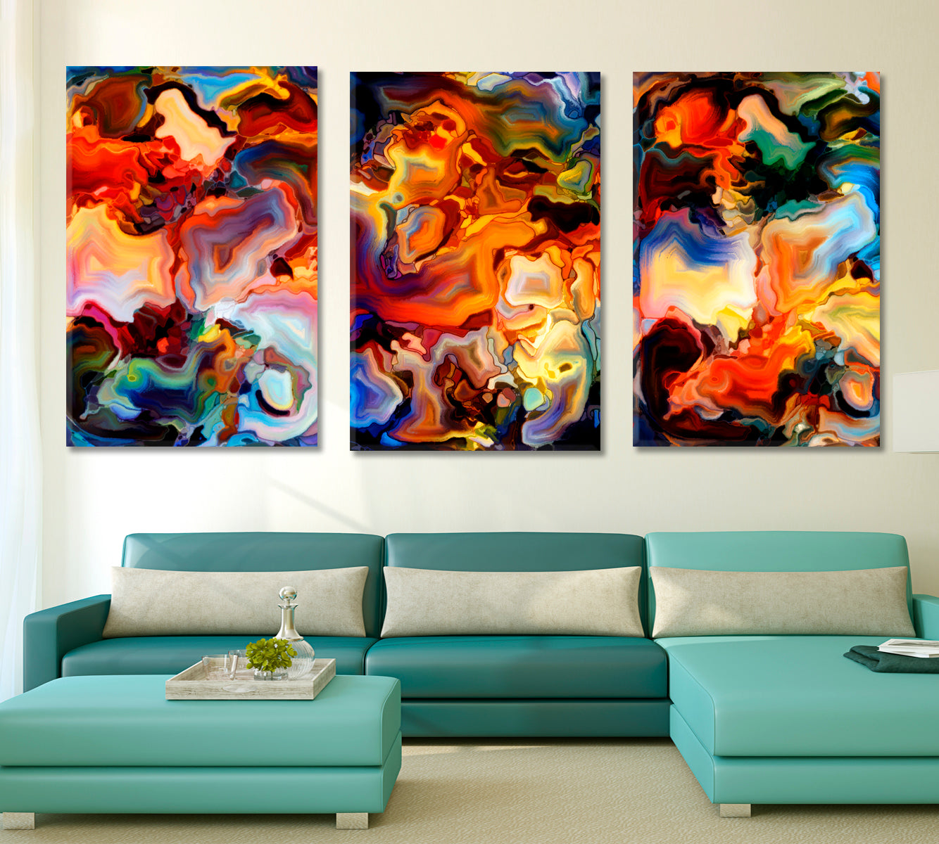 Set of 3 Vertical Panels Abstract Art Print Artesty   