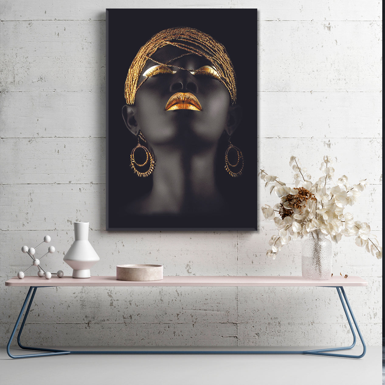 Black And Gold Beautiful African American Women Vertical Panel Beauty Salon Artwork Prints Artesty   