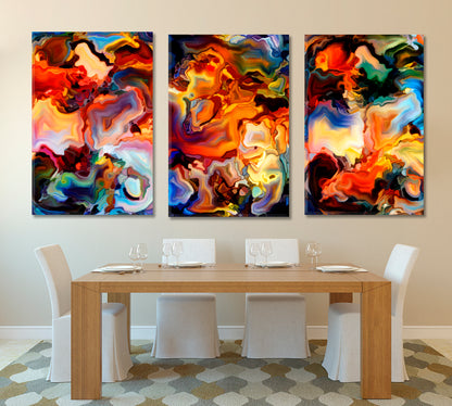 Set of 3 Vertical Panels Abstract Art Print Artesty   