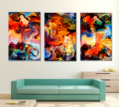 Set of 3 Vertical Panels Abstract Art Print Artesty   