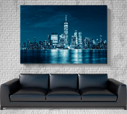 Skyline Modern City New York Dark Blue Artwork Cities Wall Art Artesty   