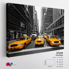 YELLOW TAXI 5th Avenue New York City Cities Wall Art Artesty 1 panel 24" x 16" 