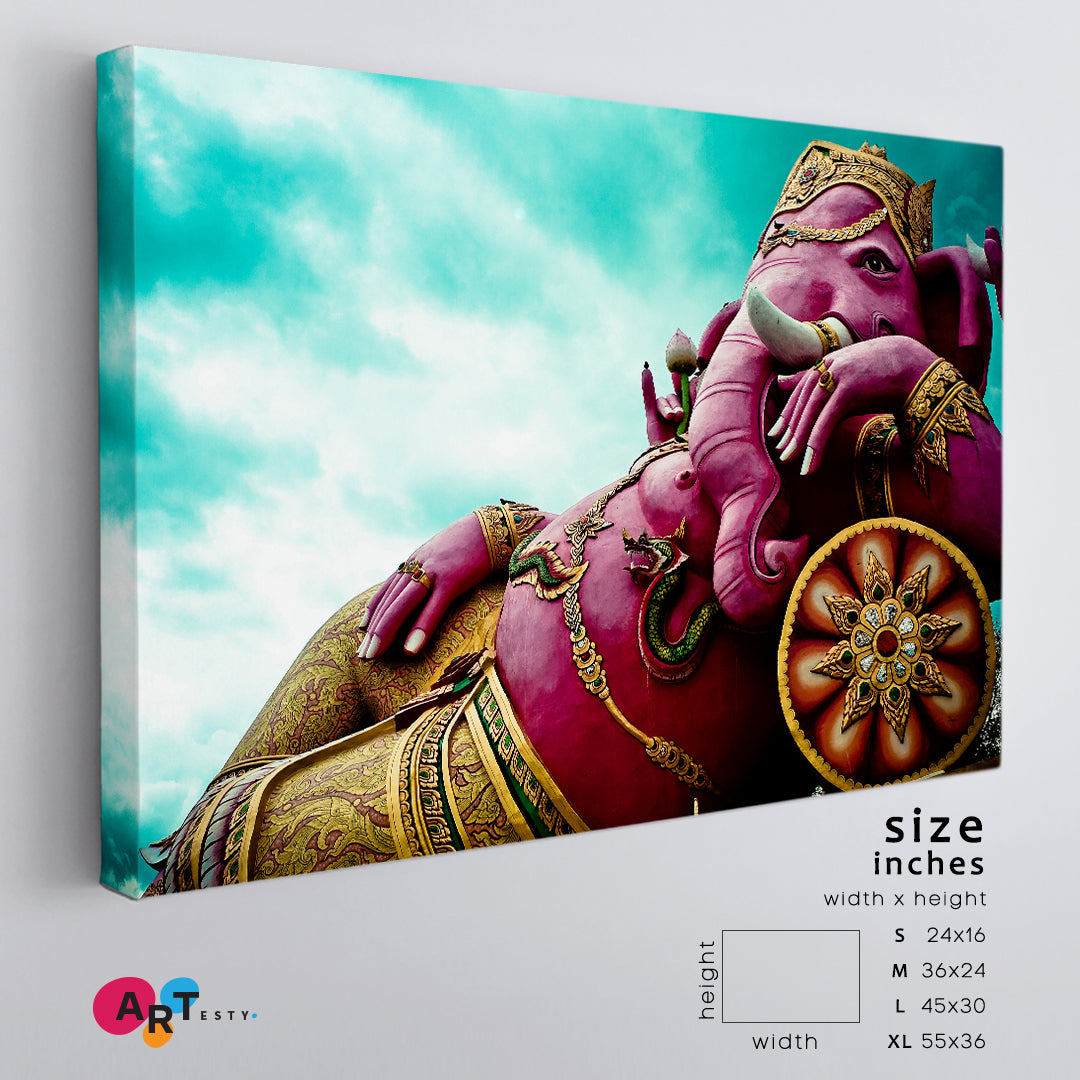 Ganesha India God Pink Elephant Buddha Religious Modern Art Artesty 1 panel 24" x 16" 