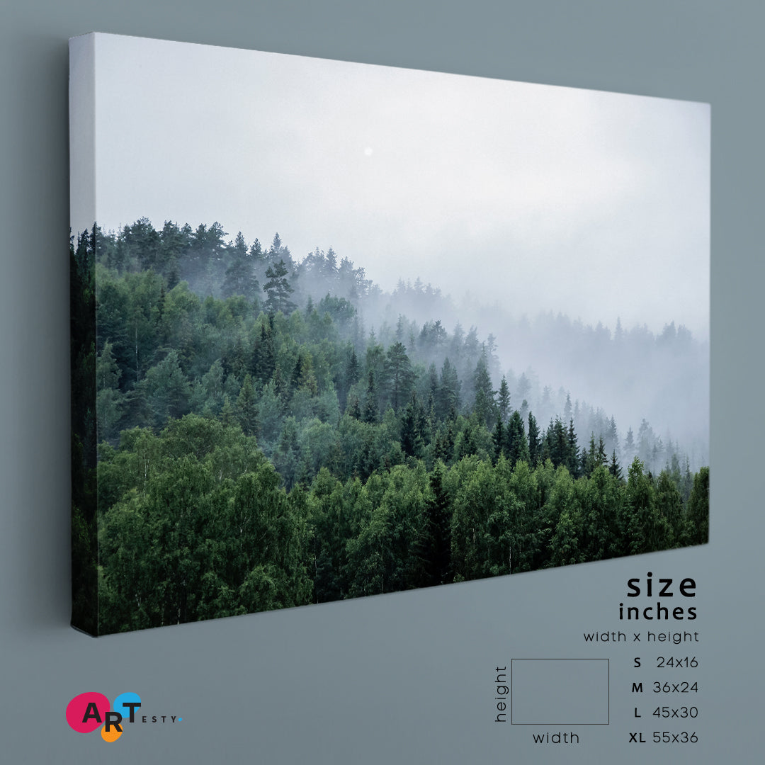 MISTY LANDSCAPE Mountain Trees in Fog Scenery Landscape Fine Art Print Artesty   