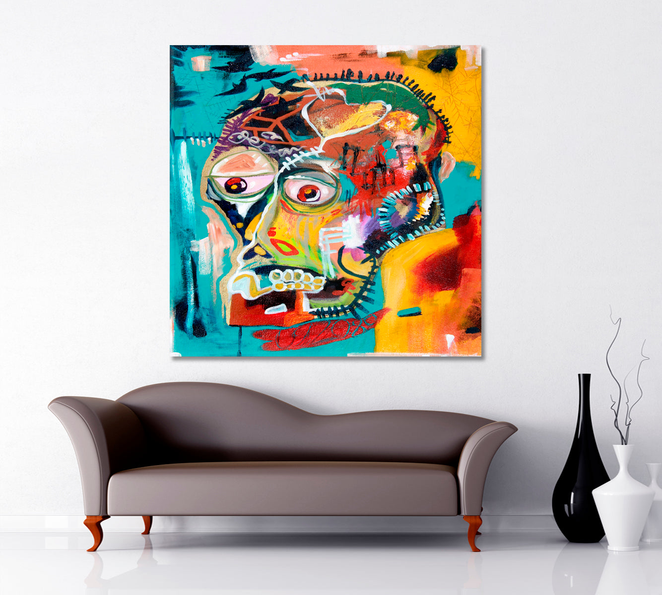 SKULL Jean Michel Basquiat Style Contemporary Art Artesty   