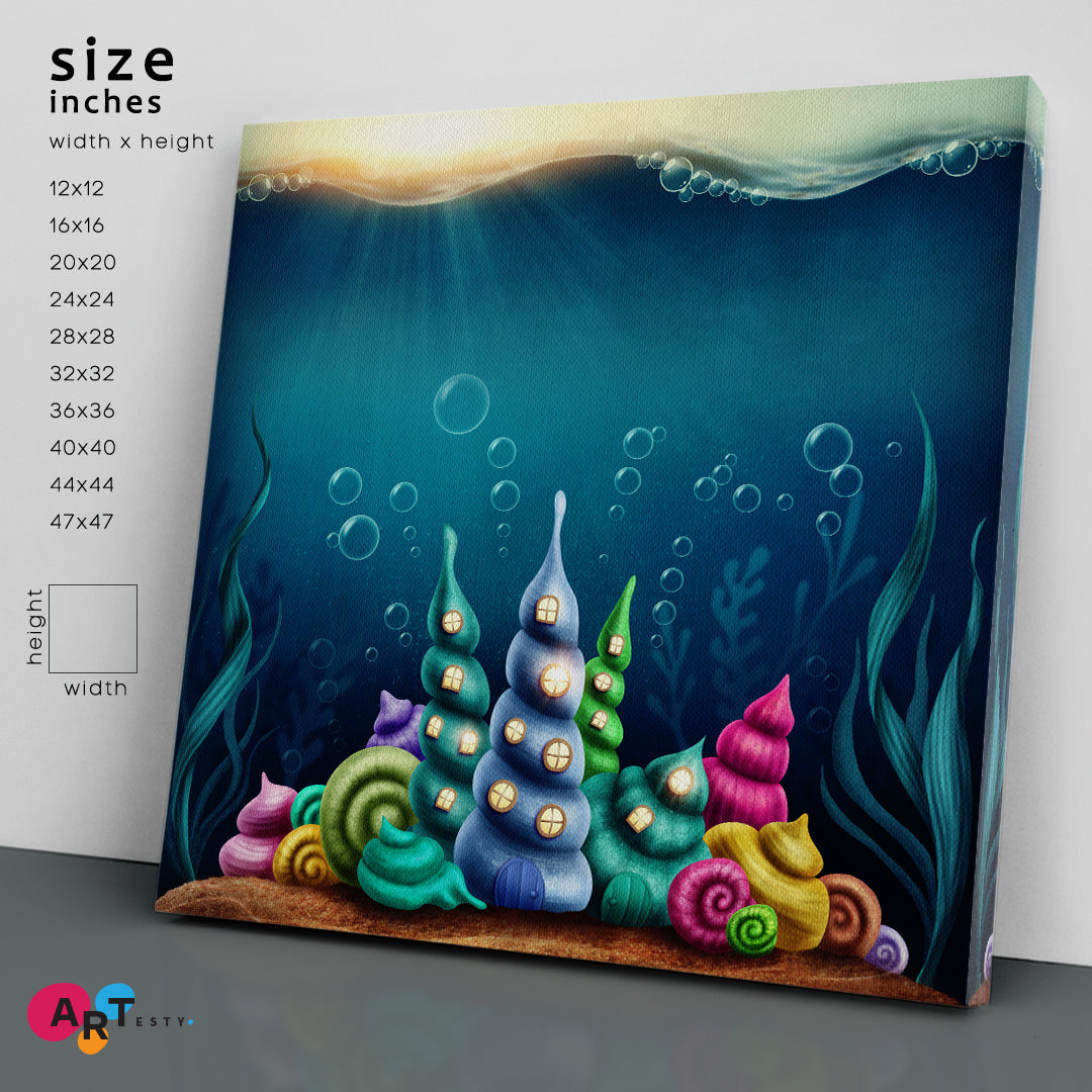 ART FOR KIDS Underwater Kingdom And Shells Kids Room Canvas Art Print Artesty   