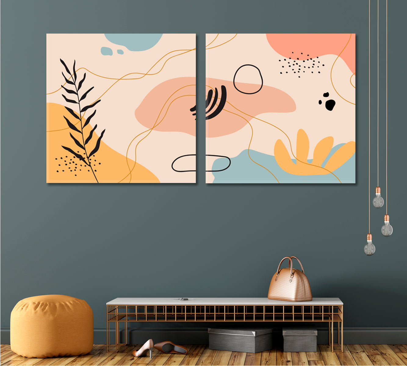 Boho Abstract Mid-century Modern Minimalist Art Soft Pastel Tones Abstract Art Print Artesty   