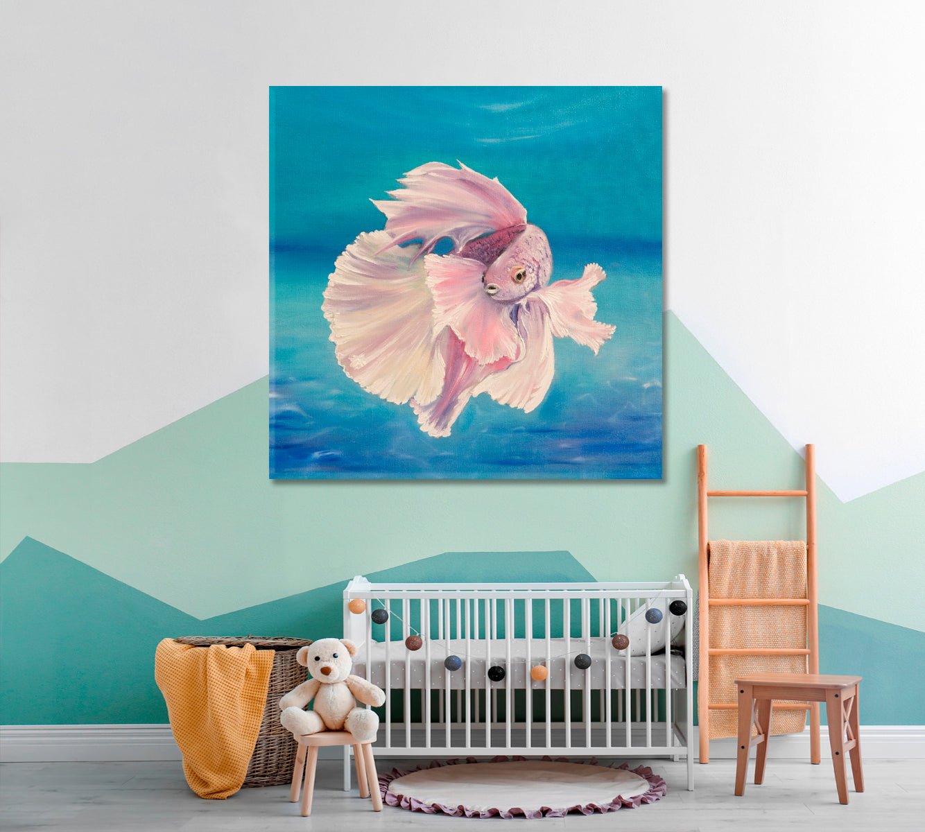 OCEAN Siamese Fighting Fish Underwater Nautical | Square Nautical, Sea Life Pattern Art Artesty   