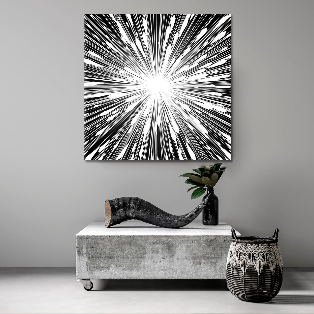 ARROWS Abstract Black & White Trendy Elegant Classy Unique | Square Black and White Wall Art Print Artesty   