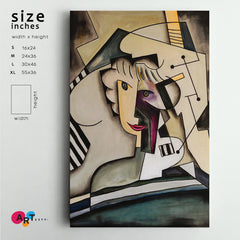 Neo-Cubist Woman Contemporary Cubism Painting Cubist Trendy Large Art Print Artesty 1 Panel 16"x24" 