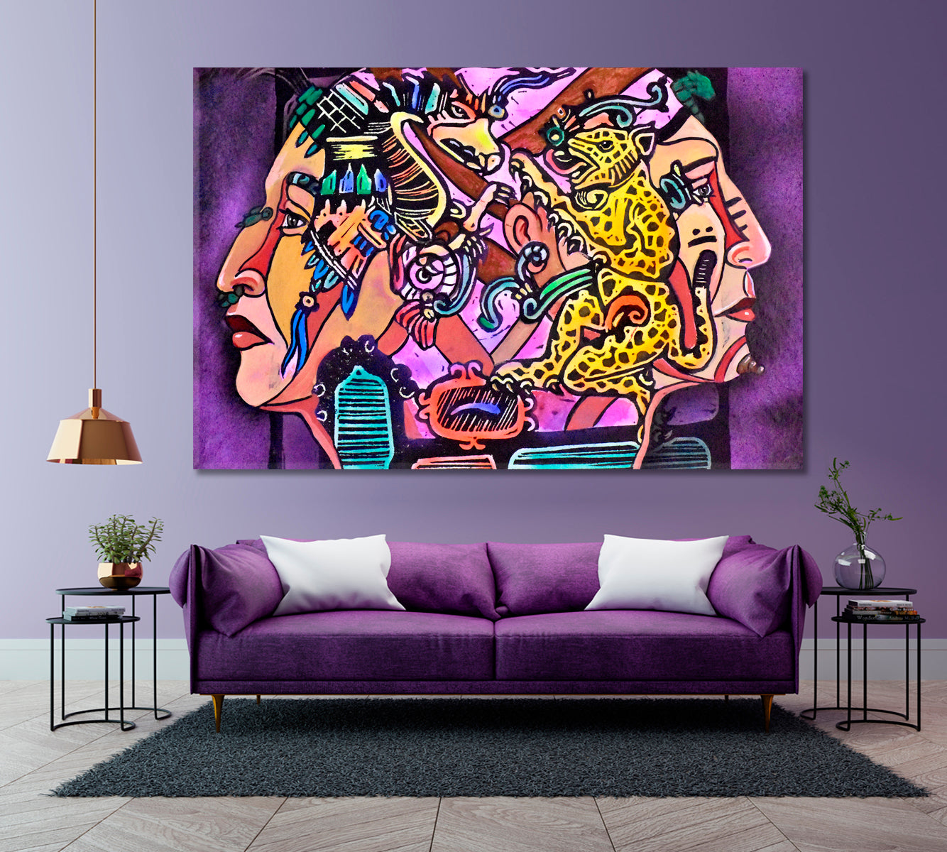 AZTEC Fantasy Warrior Picasso Motives Cubism Contemporary Art Artesty   