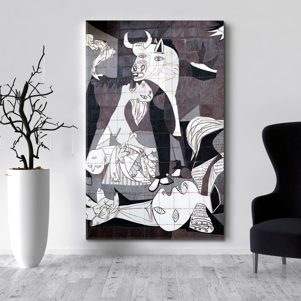 Guernica Painting Picasso Street Art Black and White Wall Art Print Artesty 1 Panel 16"x24" 