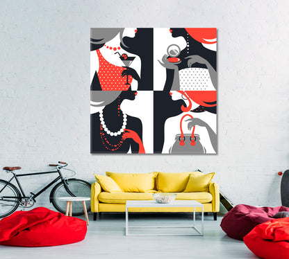 Pop Art Beautiful Fashion Woman Silhouettes Fashion Canvas Print Artesty   