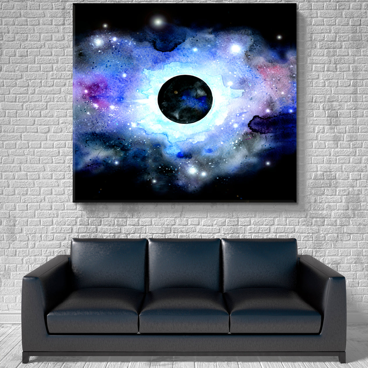 STARRY SKY ECLIPSE Dark Blue Purple Illustration Celestial Home Canvas Décor Artesty 1 Panel 12"x12" 