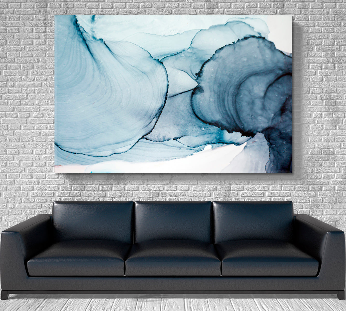 Blue Beautiful Natural Luxury Ancient Oriental Painting Fluid Art, Oriental Marbling Canvas Print Artesty   