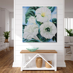 LILY White Trumpet Lily Flower in details  - Square Floral & Botanical Split Art Artesty 1 Panel 12"x12" 