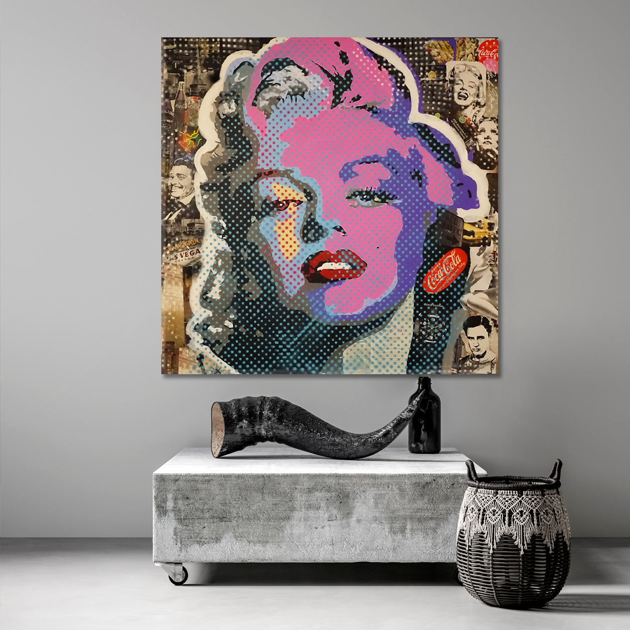 Pop Art MARILYN MONROE Poster Vivid Graffiti Style Canvas Print- Square Panel Celebs Canvas Print Artesty   