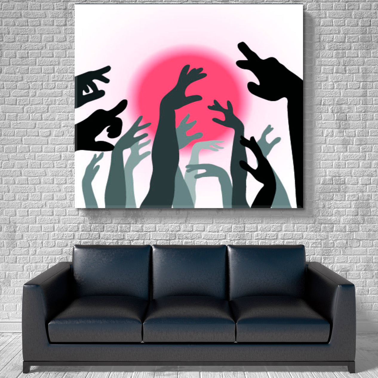 HANDS UP Hands and Sun Silhouette Poster Posters, Flags Giclee Print Artesty 1 Panel 12"x12" 