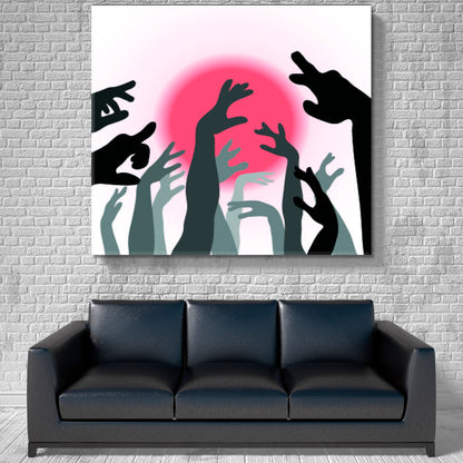 HANDS UP Hands and Sun Silhouette Poster Posters, Flags Giclee Print Artesty 1 Panel 12"x12" 