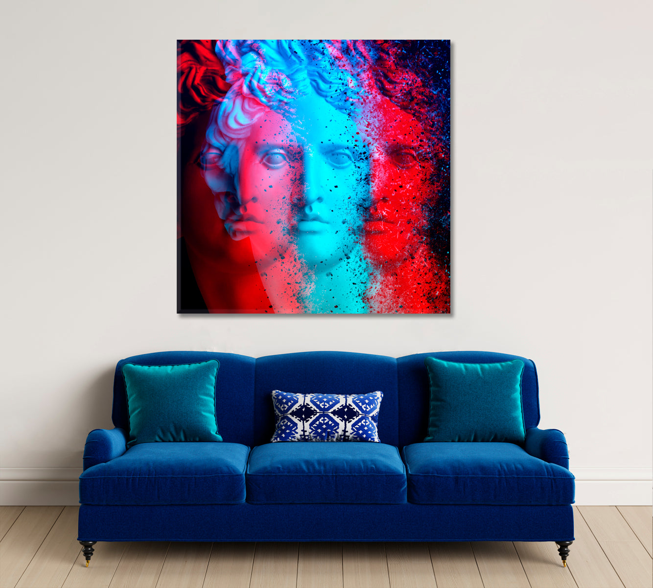 Greek God Apollo Belvedere Abstract Blue Red Creative Anaglyph Effect Contemporary Art Artesty   