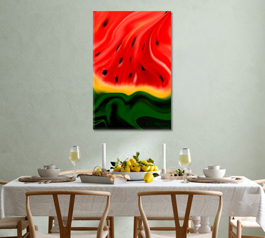 Abstract Watermelon Vibrant Green Red Flow Artistic Modern Fine Art Abstract Art Print Artesty 1 Panel 16"x24" 