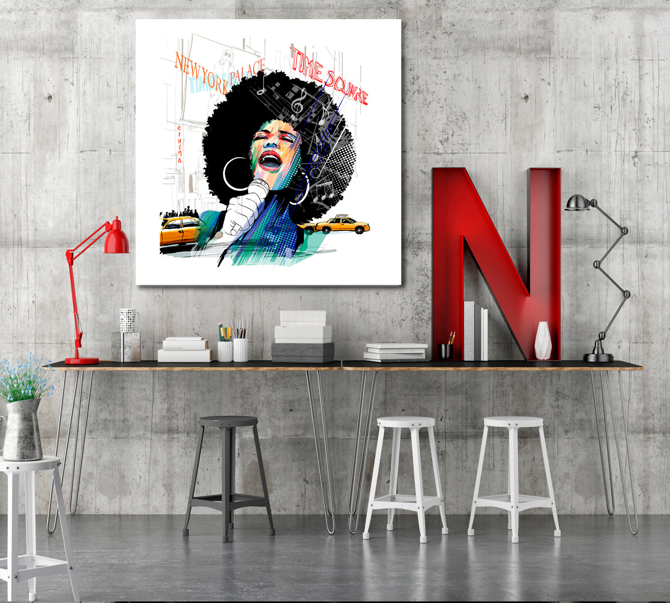 African American Jazz Singer New York Time Square People Portrait Wall Hangings Artesty   