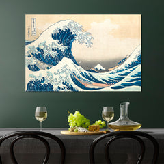 THE GREAT WAVE OFF KANAGAWA  Inspired by Japanese Artist Hokusai Asian Style Canvas Print Wall Art Artesty 1 panel 24" x 16" 