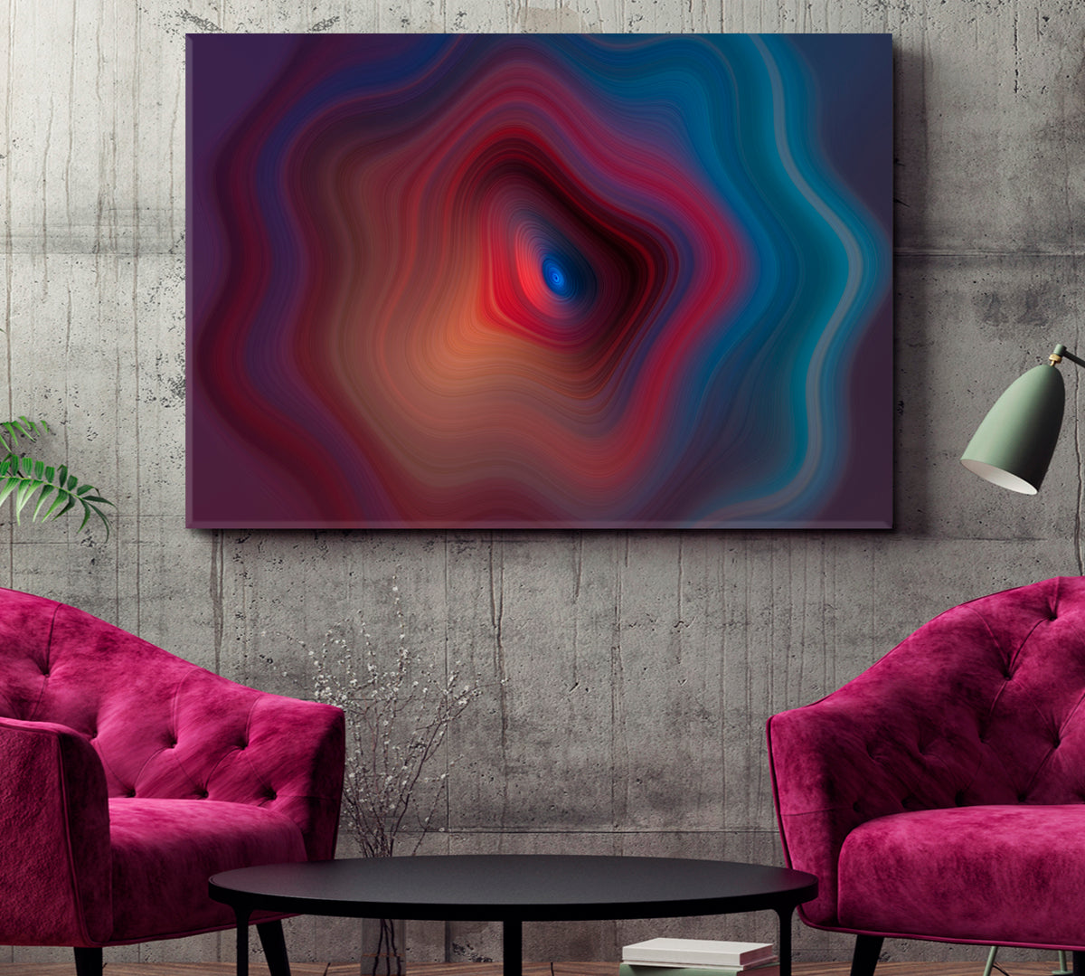 Rainbow Graphic Circular Waves Abstract Gradient Modern Artwork Abstract Art Print Artesty 1 panel 24" x 16" 