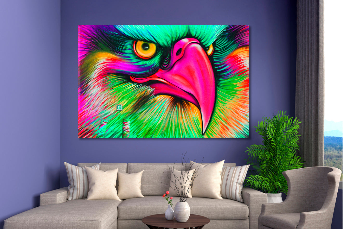 MONTREAL EAGLE Wall Street Art Abstract Vibrant Graffiti Animals Montreal Canada Canvas Print Animals Canvas Print Artesty   