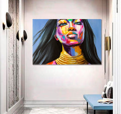 COLORFUL EMOTIONS Beautiful Woman Squaw Charming Girl People Portrait Wall Hangings Artesty 1 panel 24" x 16" 