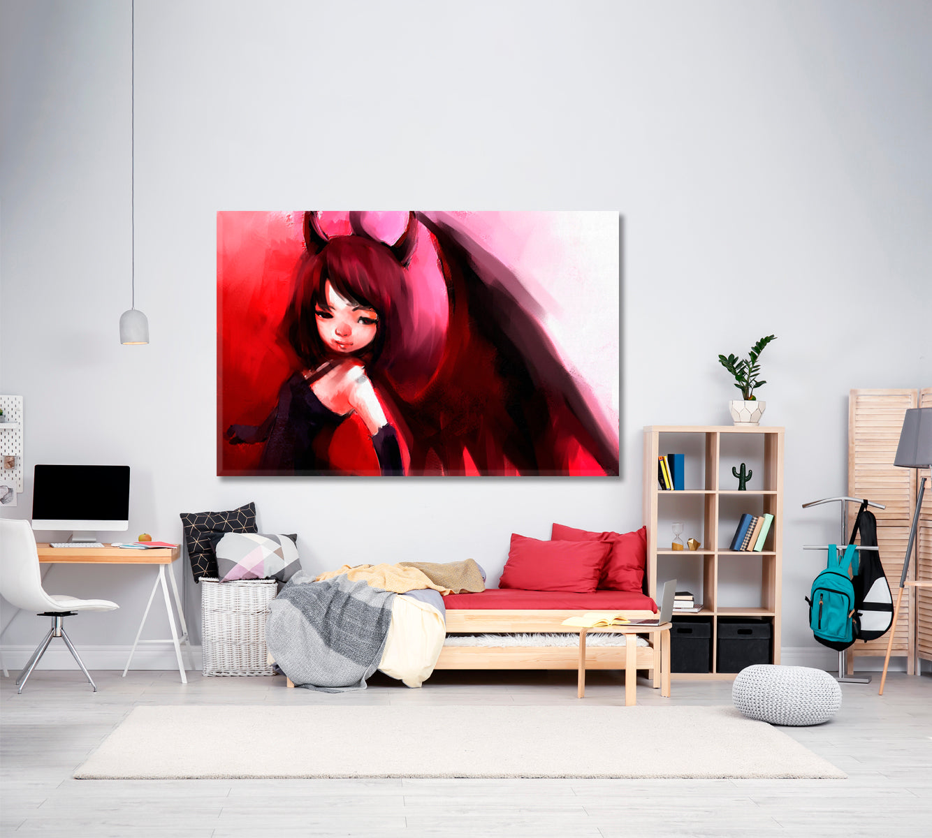 Fine Art Cute Anime Girl With Wings Canvas Print TV, Cartoons Wall Art Canvas Artesty   