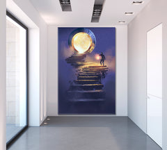 SURREAL The Skyward Journey Fantasy Light Man Lantern Staircase Fantastic Door - Vertical Surreal Fantasy Large Art Print Décor Artesty   