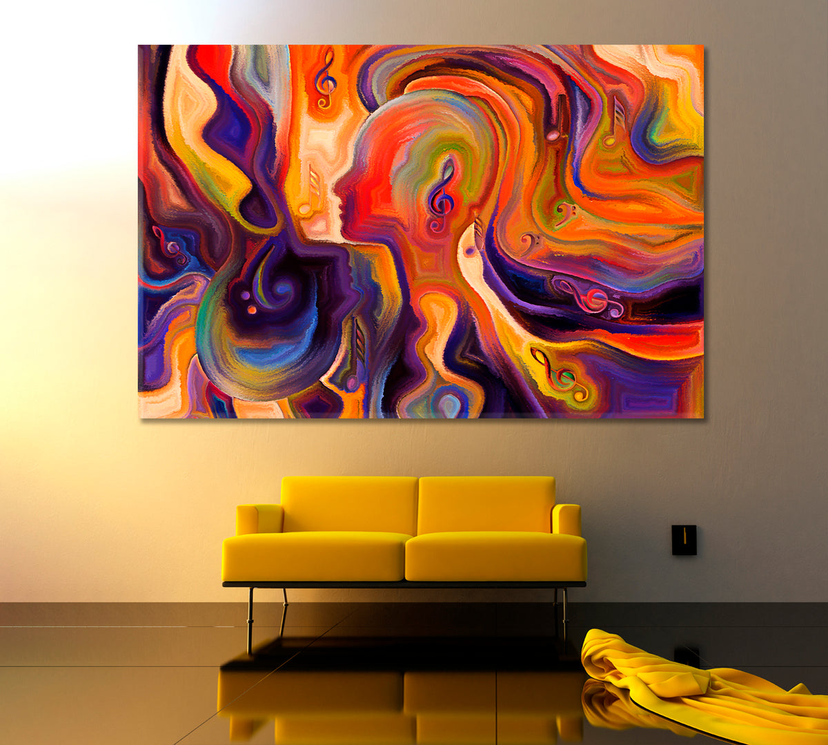 VIBRANT MODERN ART Inner Consciousness Vivid Coral and Purple Abstract Art Print Artesty 1 panel 24" x 16" 