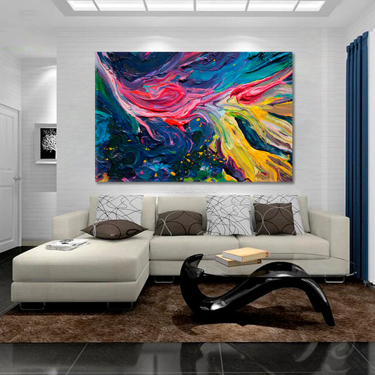 IMPASTO Vibrant Colorful Paint Strokes Unique Abstract Rainbow Vivid Colors Pattern Canvas Print Abstract Art Print Artesty 1 panel 24" x 16" 