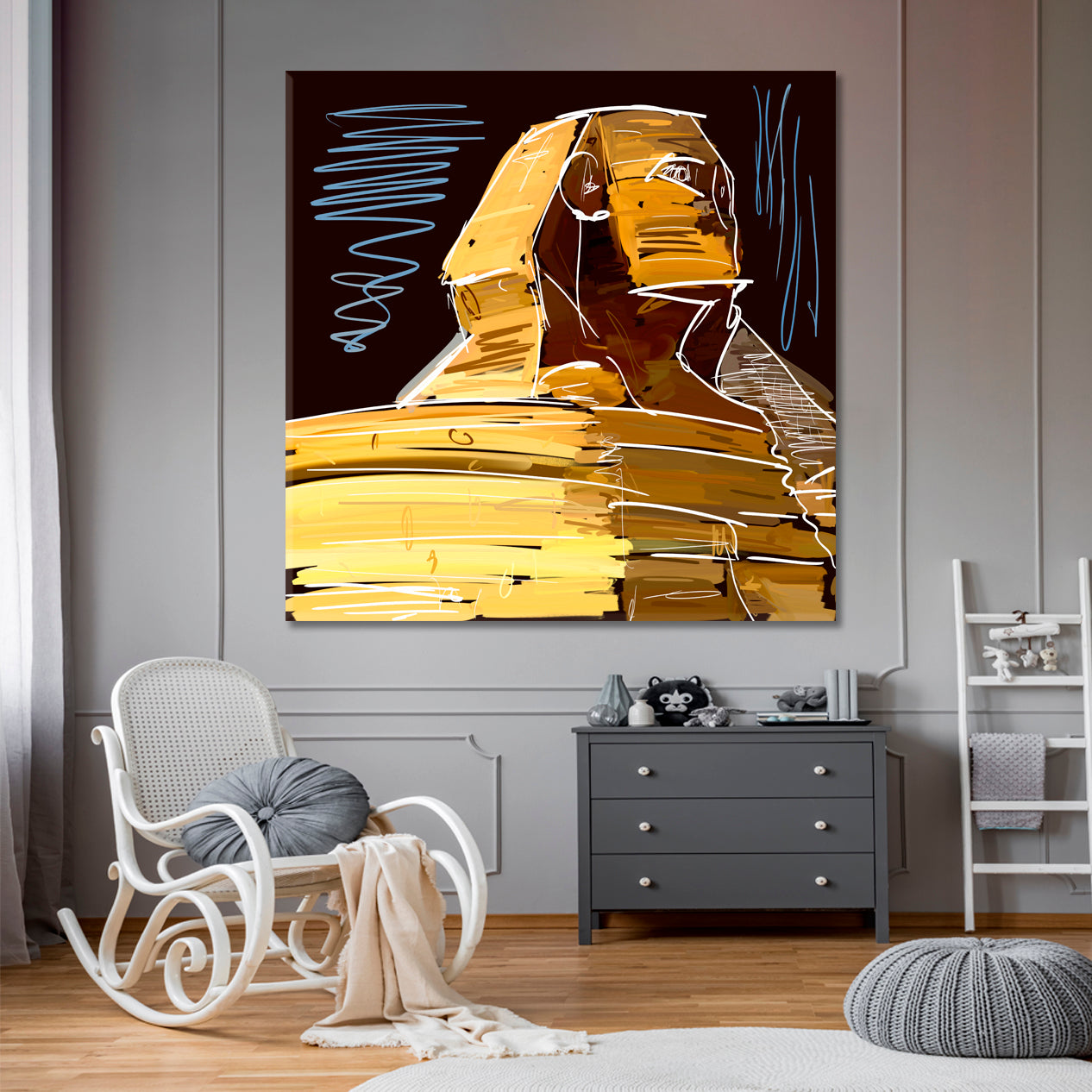 Pyramids Sphinx Egypt Modern Abstract Impressionism Sketch Fine Art Artesty   