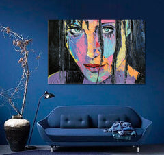 FANTASY GIRL Portrait Large Strokes Contemporary Style Fine Art Artesty 1 panel 24" x 16" 