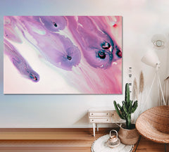 PEARL Pale Pink Powder Lavender Purple Marble Pattern Fluid Art, Oriental Marbling Canvas Print Artesty   